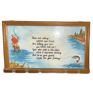 Vintage 1985 House of Lloyd Fishing Wall Plaque Bass Walleye Lure Holder